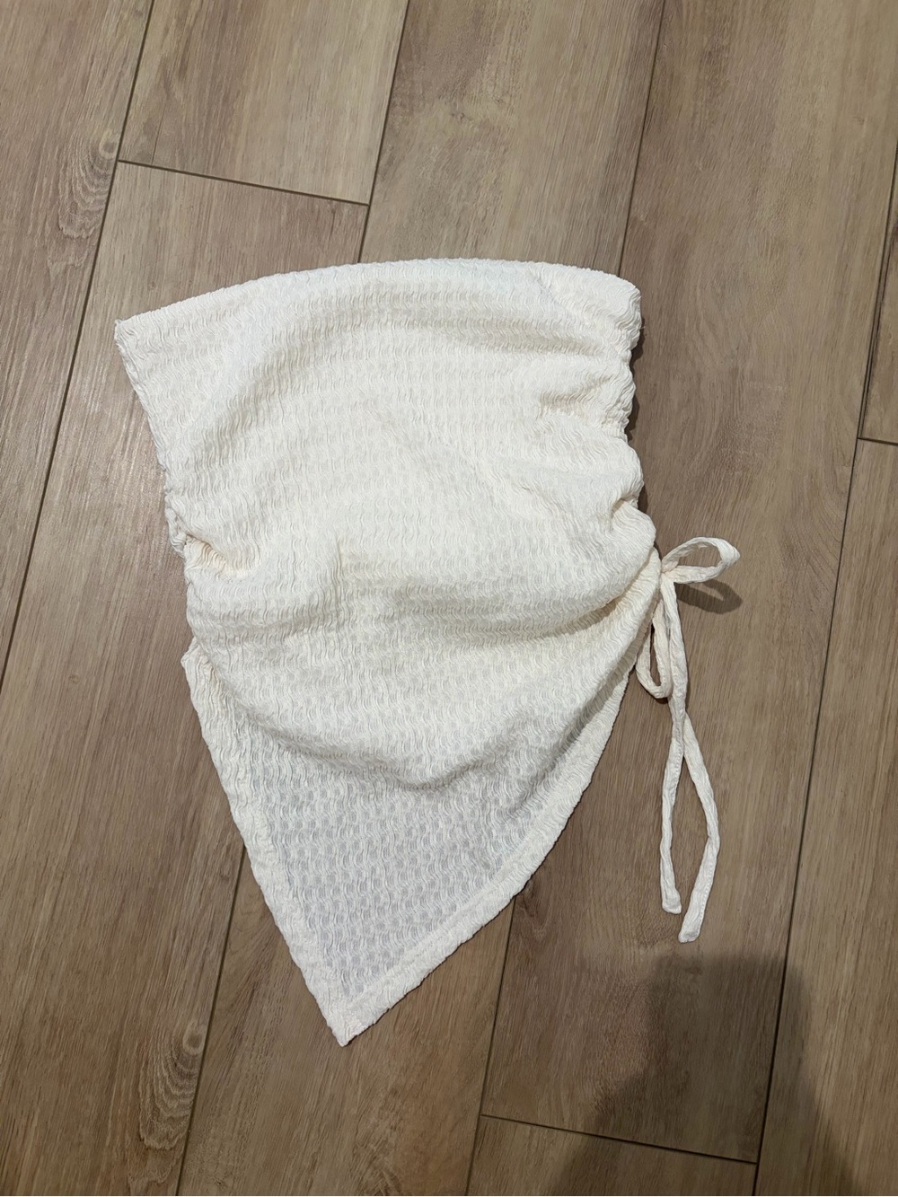 NWOT Strapless Knit White Tube Top with Side Tie